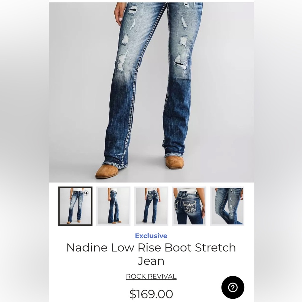 Rock Revival Nadine Low Rise Boot Stretch Jean 33 x 34